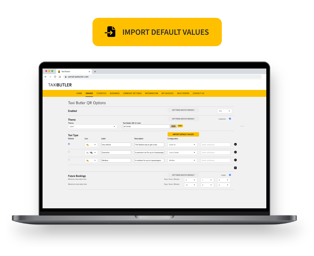 Taxi Butler QR Management Portal create and generate taxi QR codes